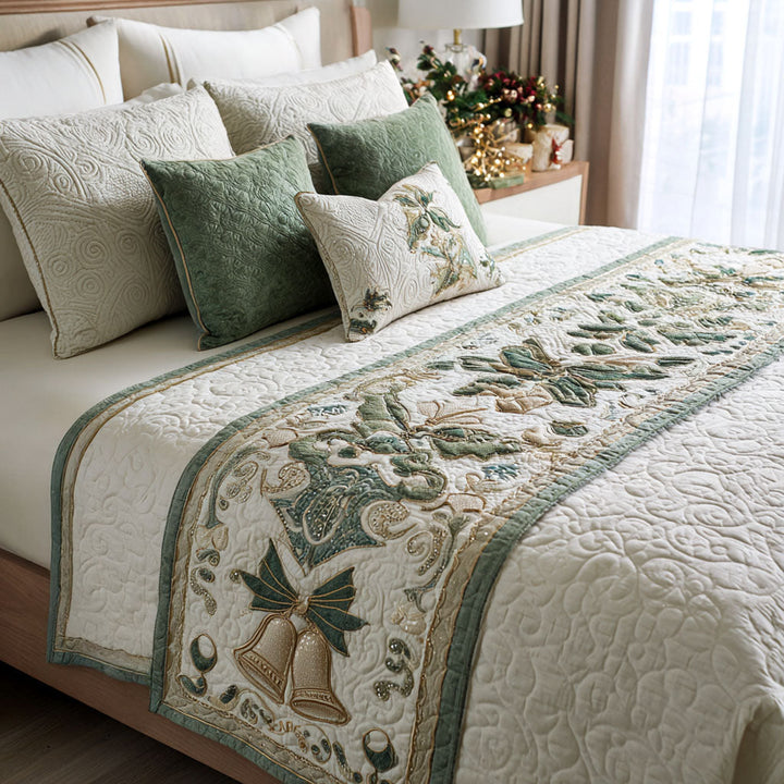 Evergreen Bells Quilted Bed Runner