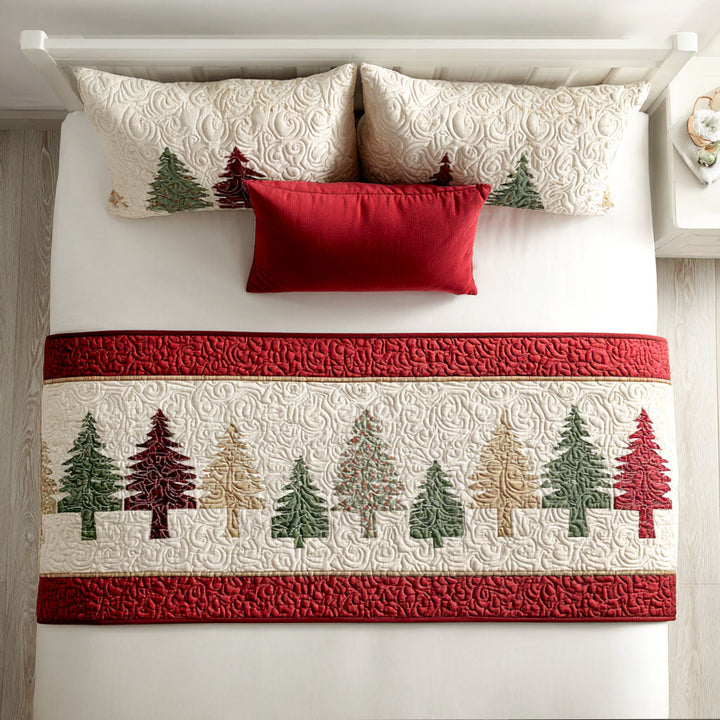 Evergreen Charm Quilted Bed Runner