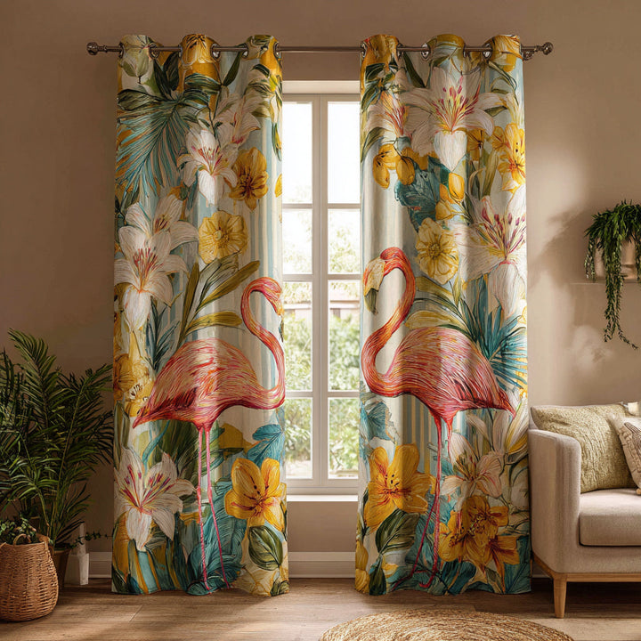 Exotic Flamingo Quilted Curtains