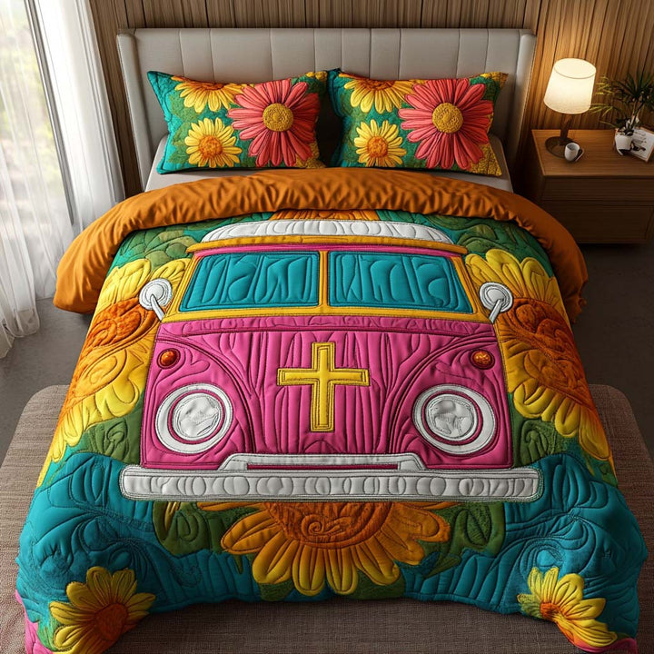 Cross 3-Piece Quilted Bedding Set