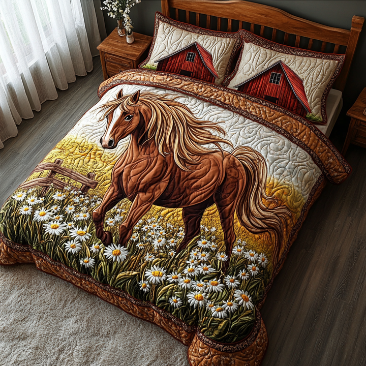 Horse 3-Piece Quilted Bedding Set