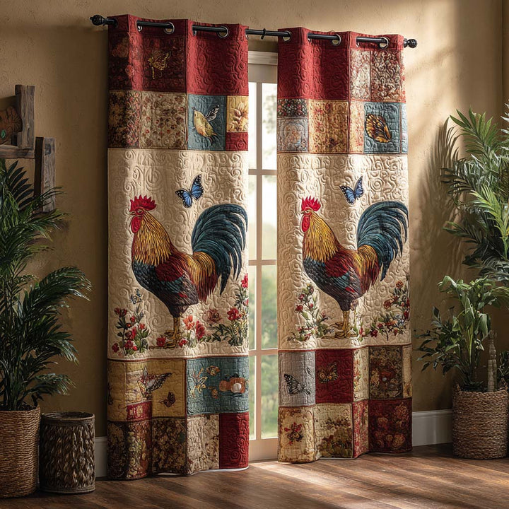 Farmhouse Hen Cluster Quilted Curtains
