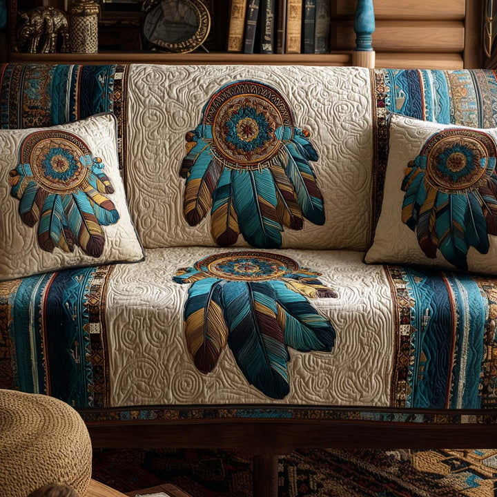 Feather Crest Quilted Sofa Cover