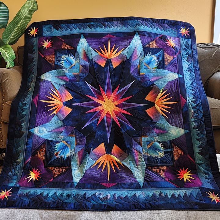 Feathered Night Sky Quilted Blanket