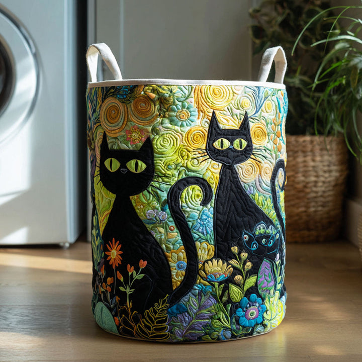 Feline Fiesta Quilted Laundry Basket