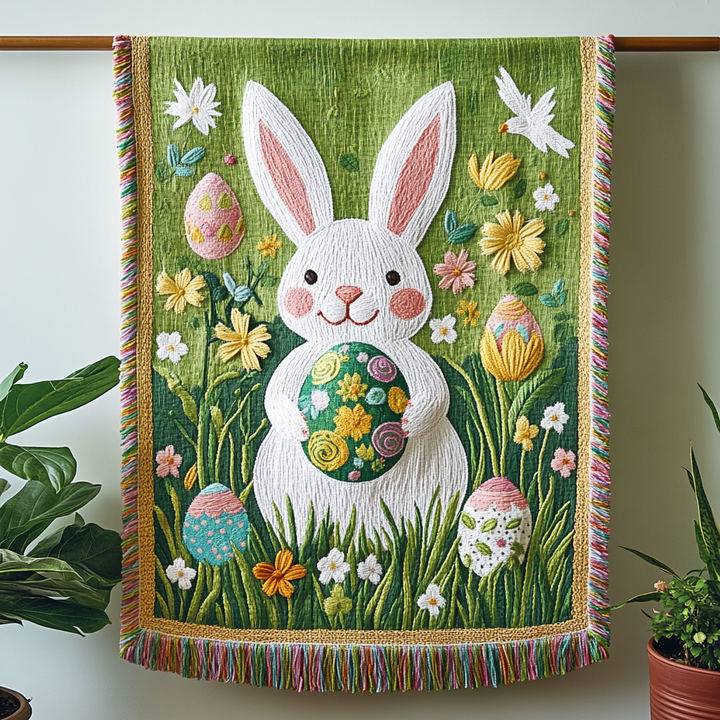 Festive Bunny Woven Sofa Blanket