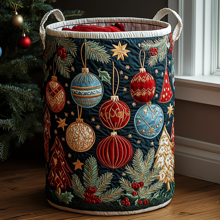 Festive Charm Quilted Laundry Basket