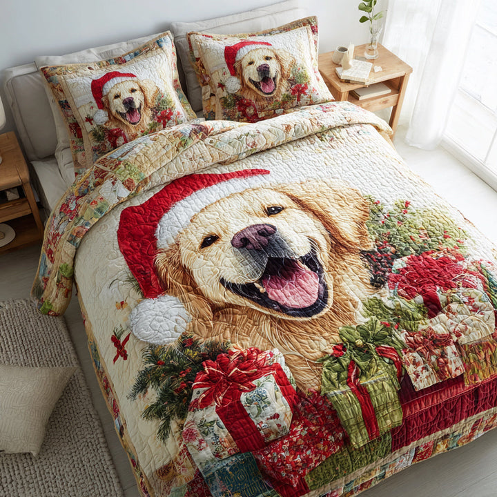 Golden Retriever 3-Piece Quilted Bedding Set