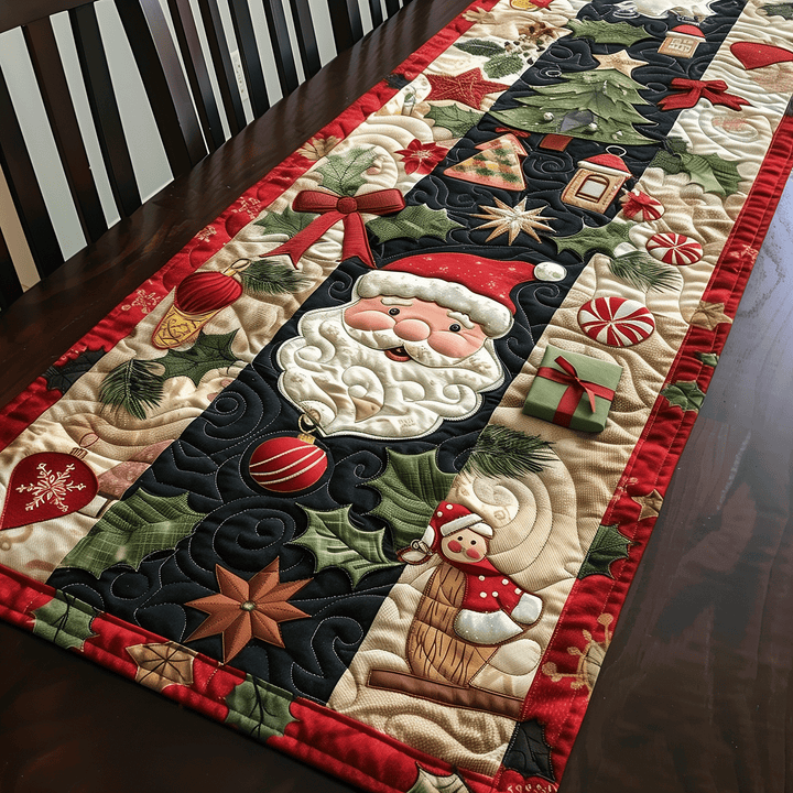 Festive Santa Quilted Table Runner