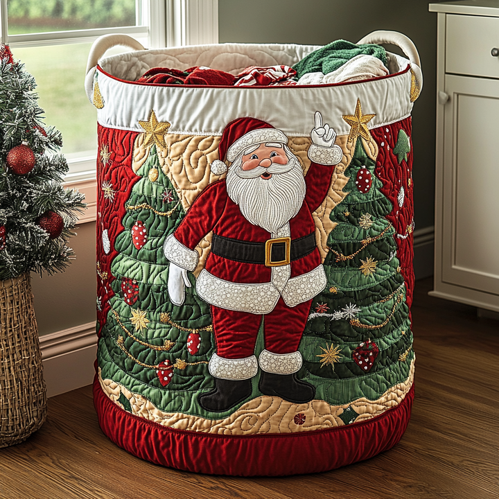 Santa Quilted Laundry Basket