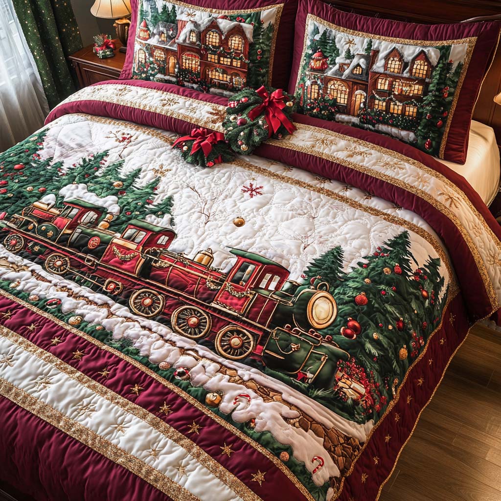 Christmas 3-Piece Quilted Bedding Set
