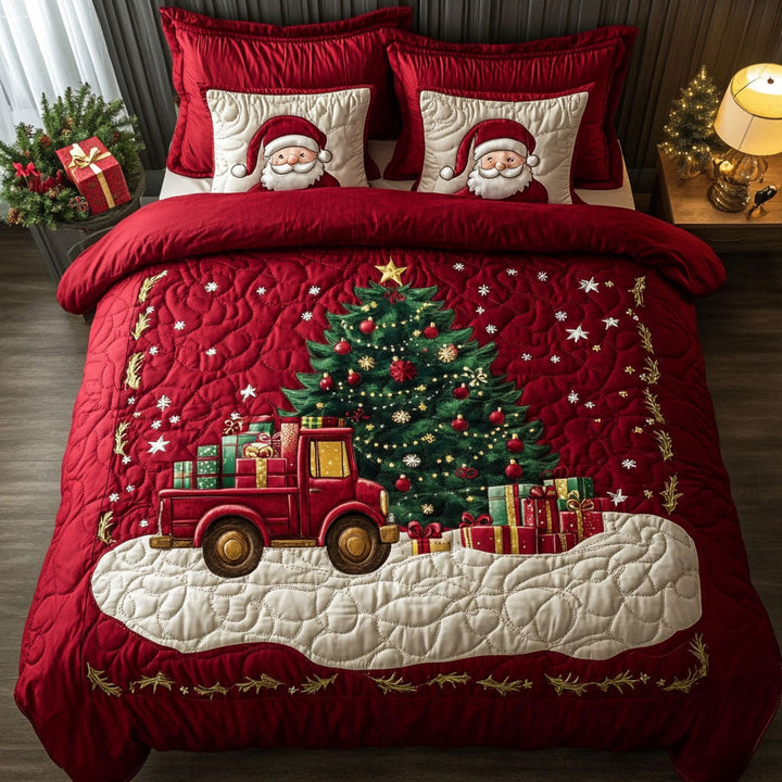Festive Tree Hauler 3-Piece Quilted Bedding Set