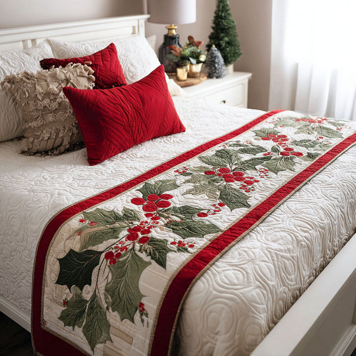 Festive Trees Quilted Bed Runner