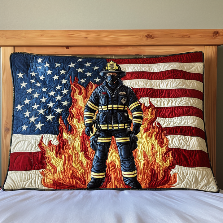 Firefighter Patriot Quilted Bedding Pillow Case