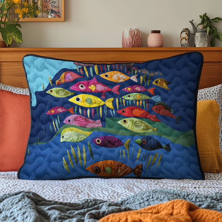 Fishy Fun Quilted Bedding Pillow Case