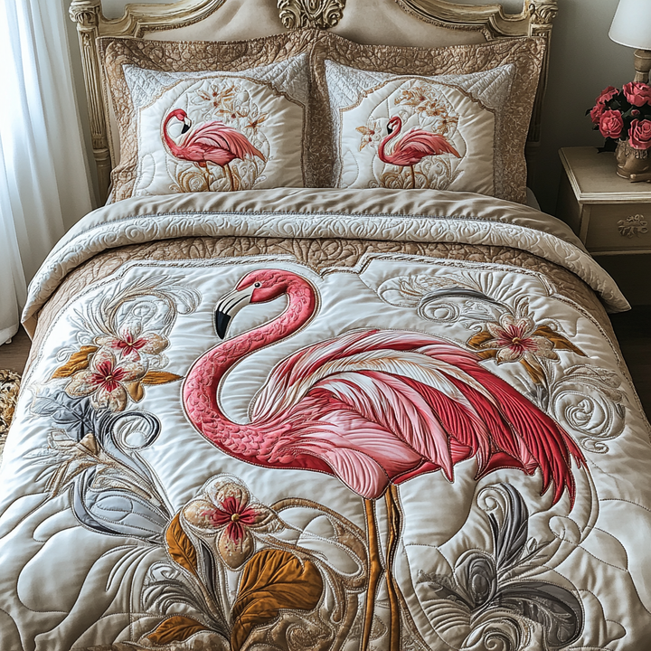 Flamingo 3-Piece Quilted Bedding Set