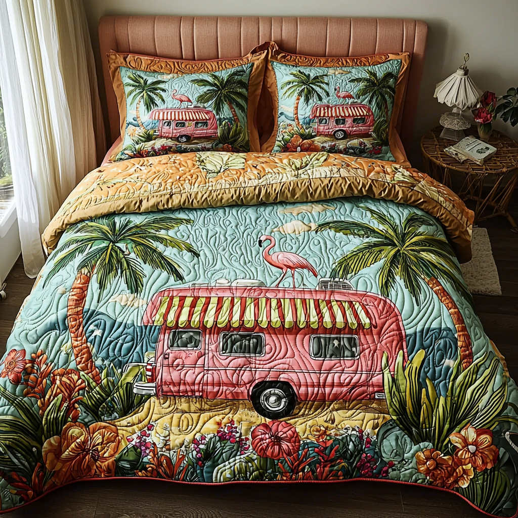 Flamingo 3-Piece Quilted Bedding Set