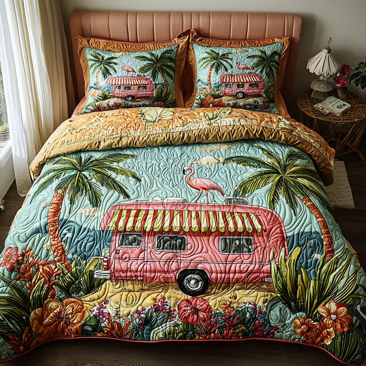 Flamingo 3-Piece Quilted Bedding Set