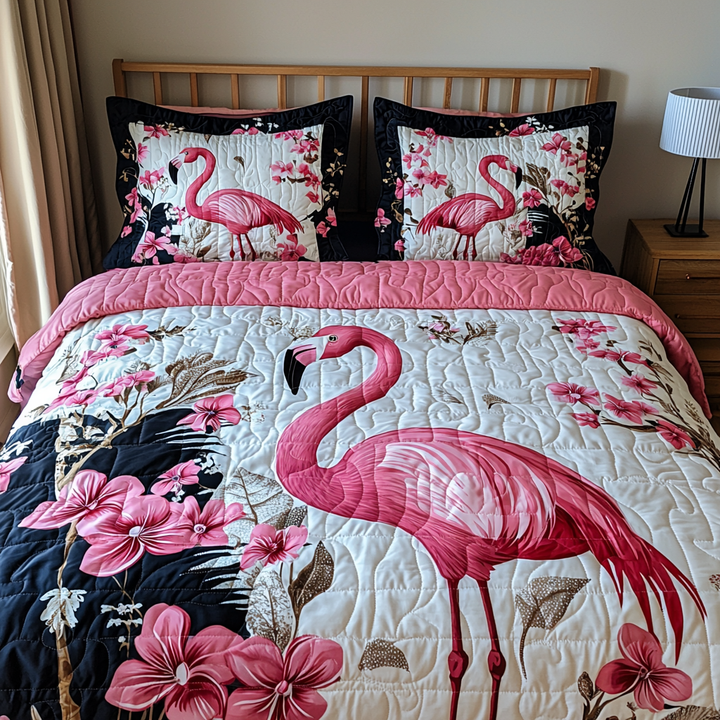 Flamingo 3-Piece Quilted Bedding Set