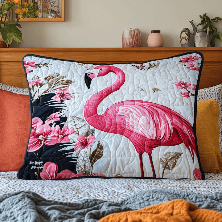 Floral Flamingo Quilted Bedding Pillow Case