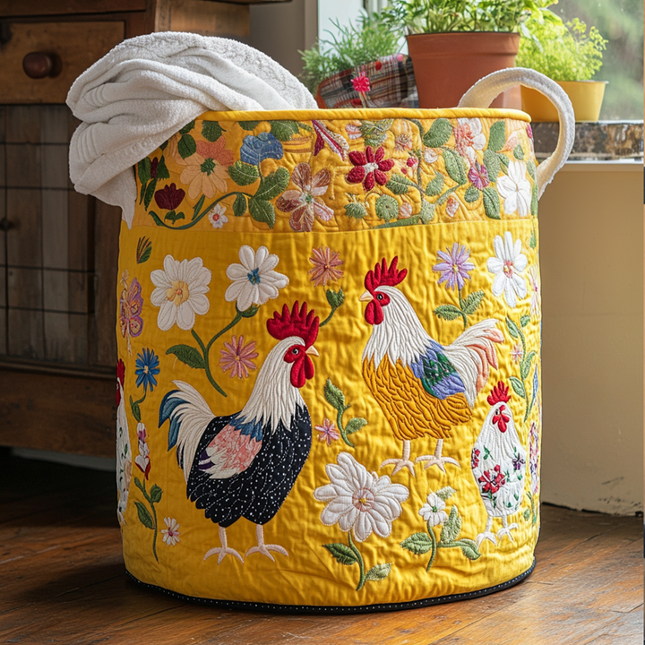 Floral Flock Quilted Laundry Basket