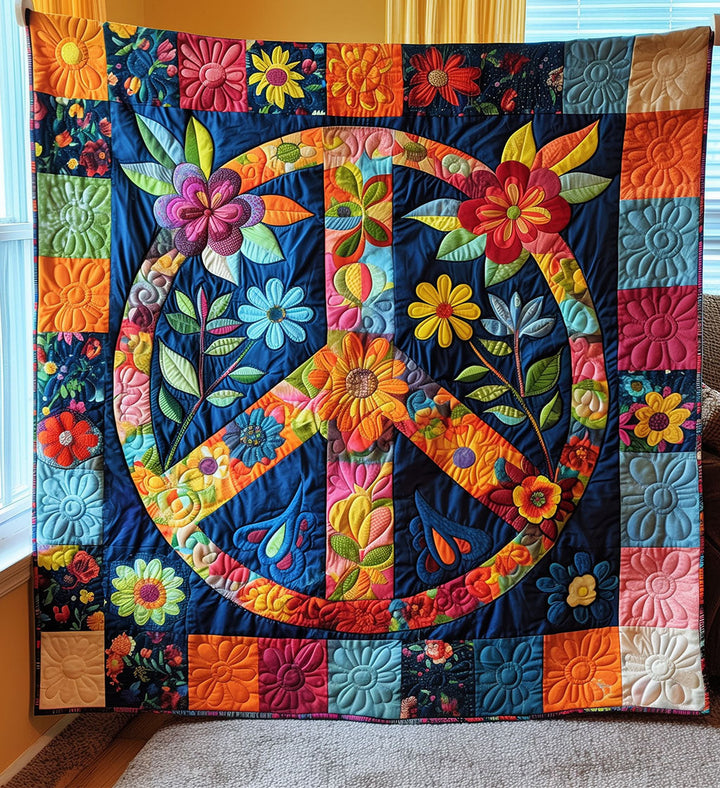 Floral Peace Quilted Blanket