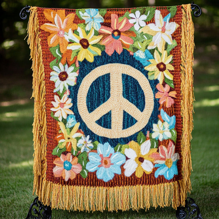 Floral Peace Woven Sofa Blanket