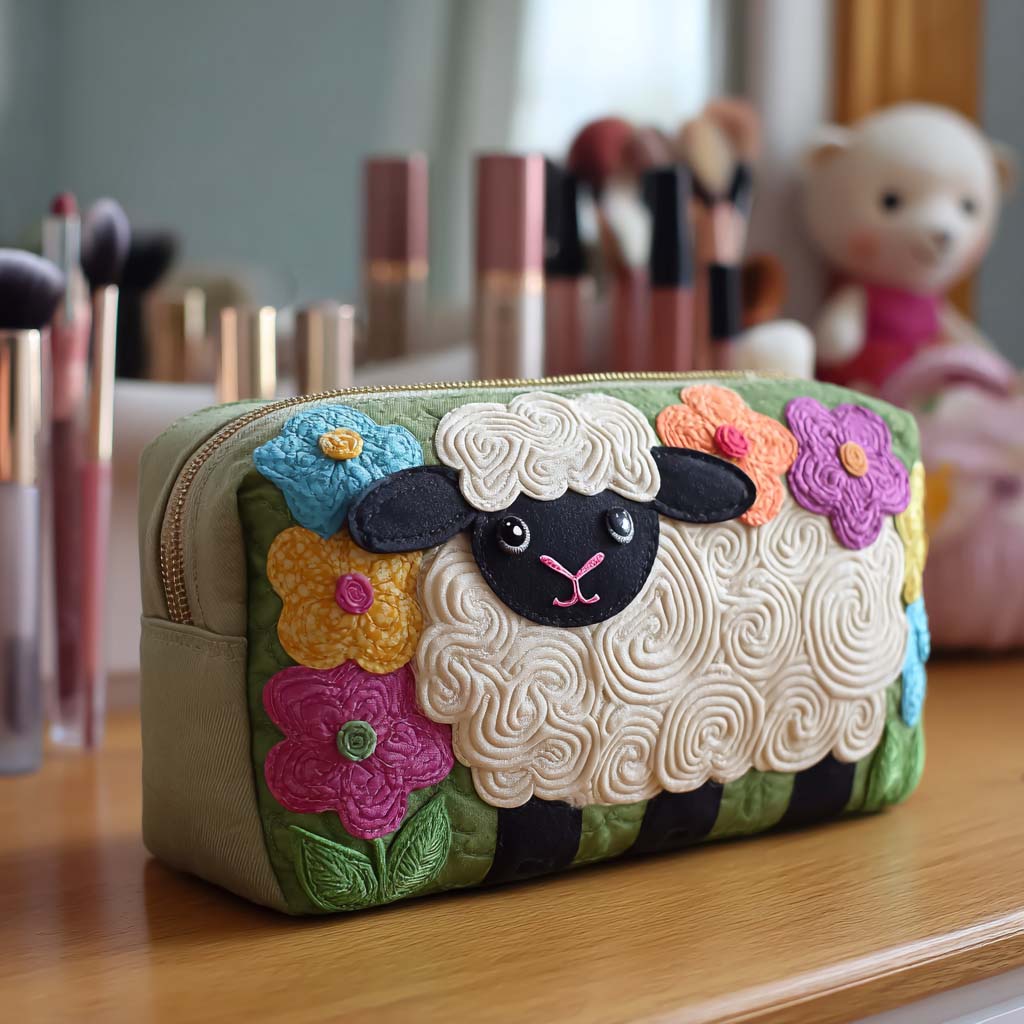 Sheep Quilted Makeup Bag