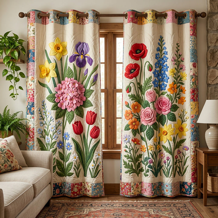 Floral Symphony Quilted Curtains