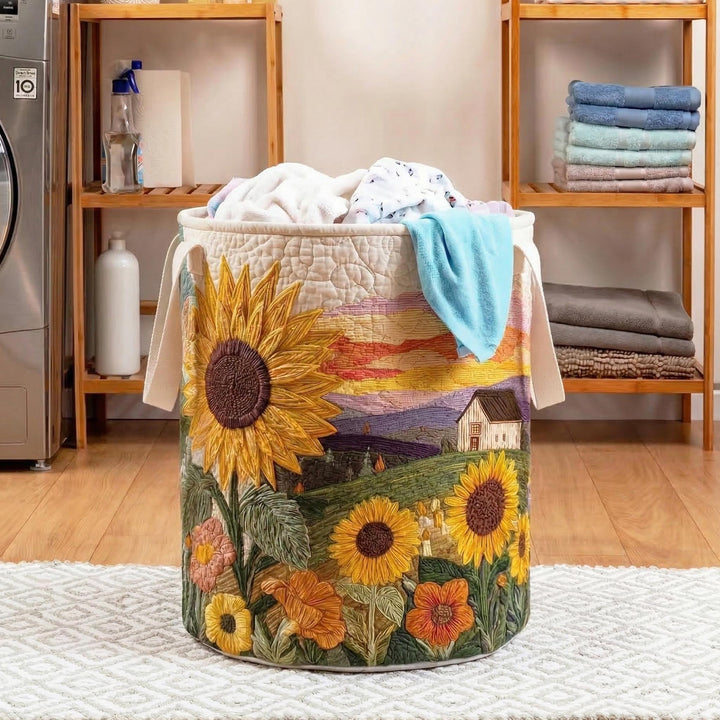 Flourishing Sunshine Quilted Laundry Basket