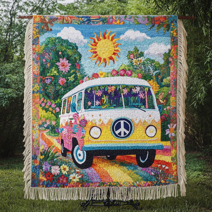 Flower Power Van Woven Sofa Blanket