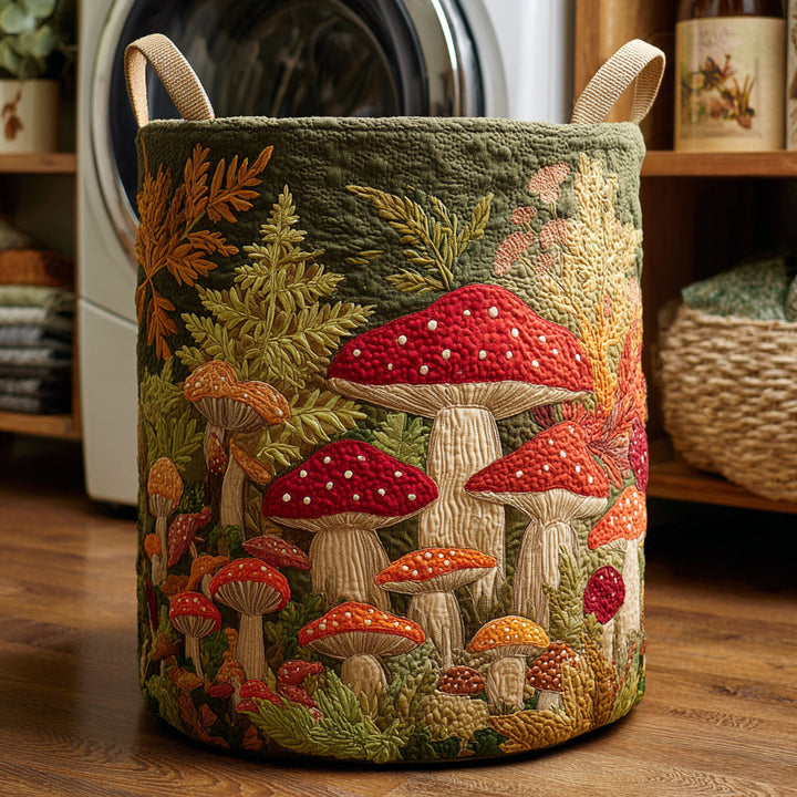 Forest Mushroom Quilted Laundry Basket