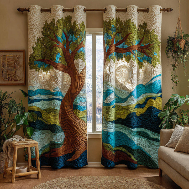 Forest Tree of Life Quilted Curtains