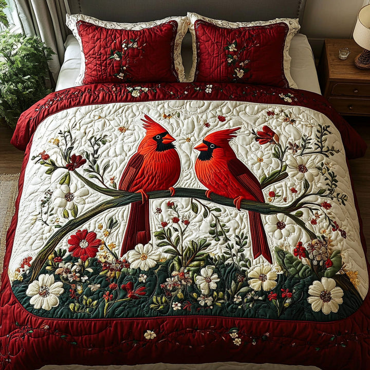 Forever Cardinal 3-Piece Quilted Bedding Set