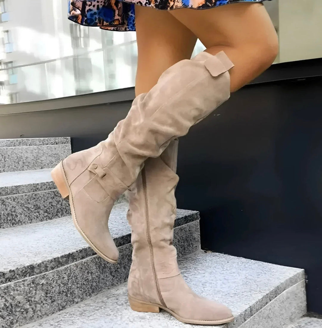 Low Heel Suede Boots