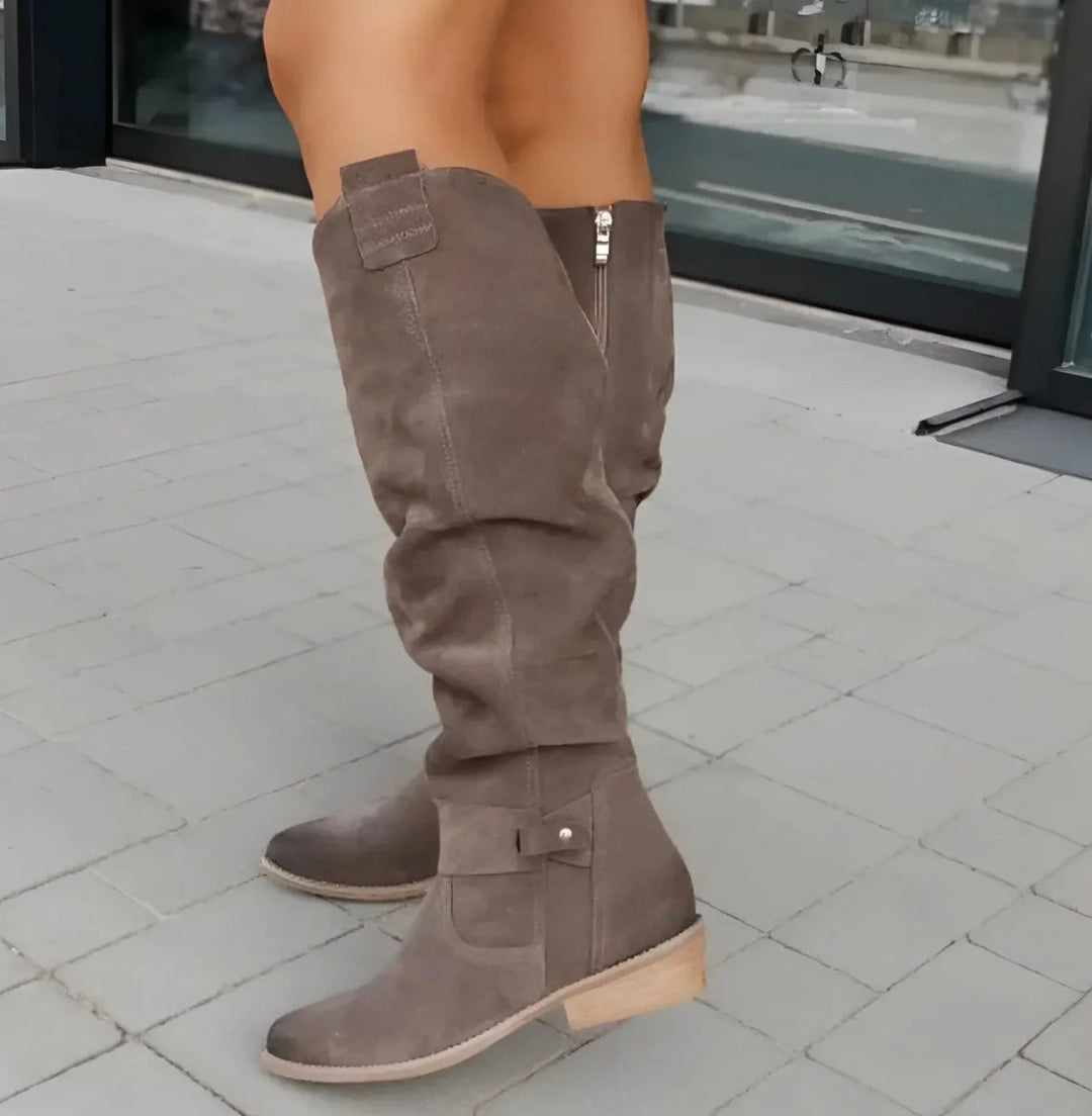 Low Heel Suede Boots
