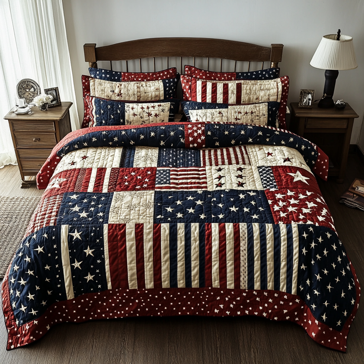 Freedom Stars 3-Piece Quilted Bedding Set