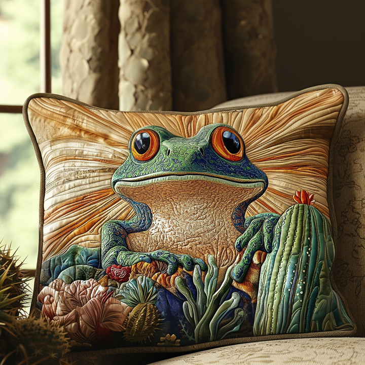 Frog Cacti Quilted Bedding Pillow Case