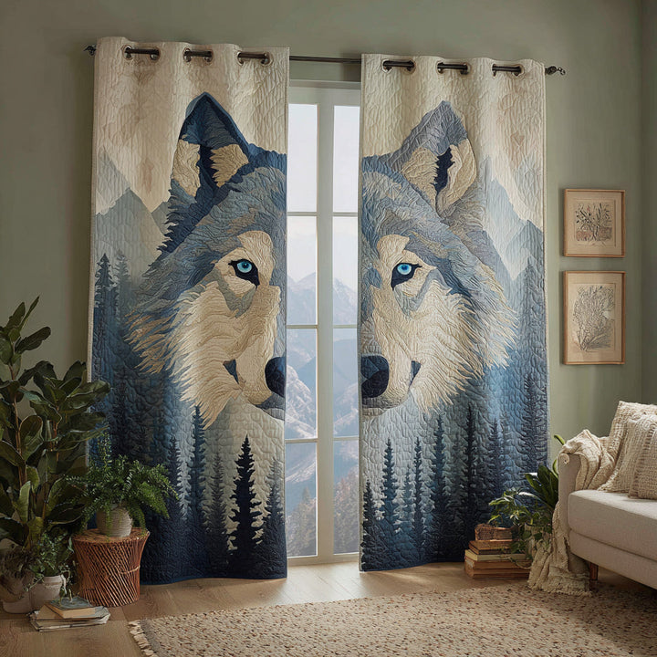 Frost Wolf Peak Quilted Curtains