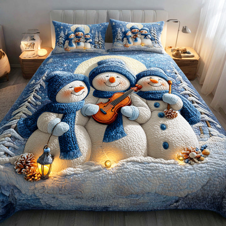 Snowmen Wonderland 3-Piece Quilted Bedding Set