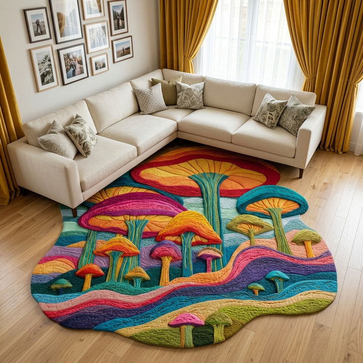 Fungi Garden Custom Shape Area Rug