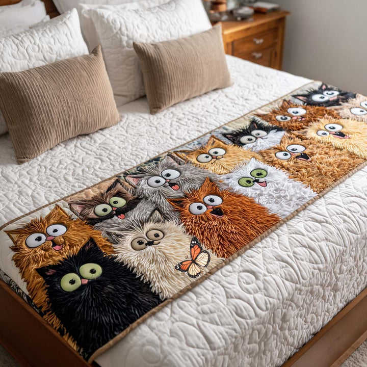 Funny Cats Quilted Bed Runner