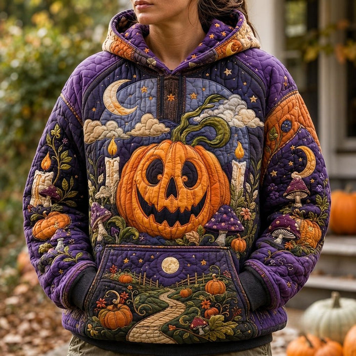 Halloween pumpkin hoodie in the moonlight