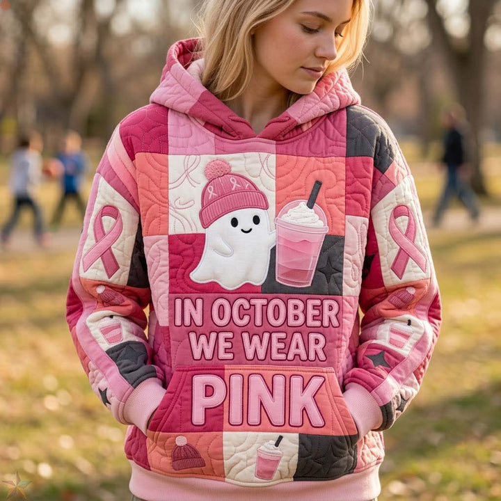 Pink Ribbon October Hoodie with Ghost