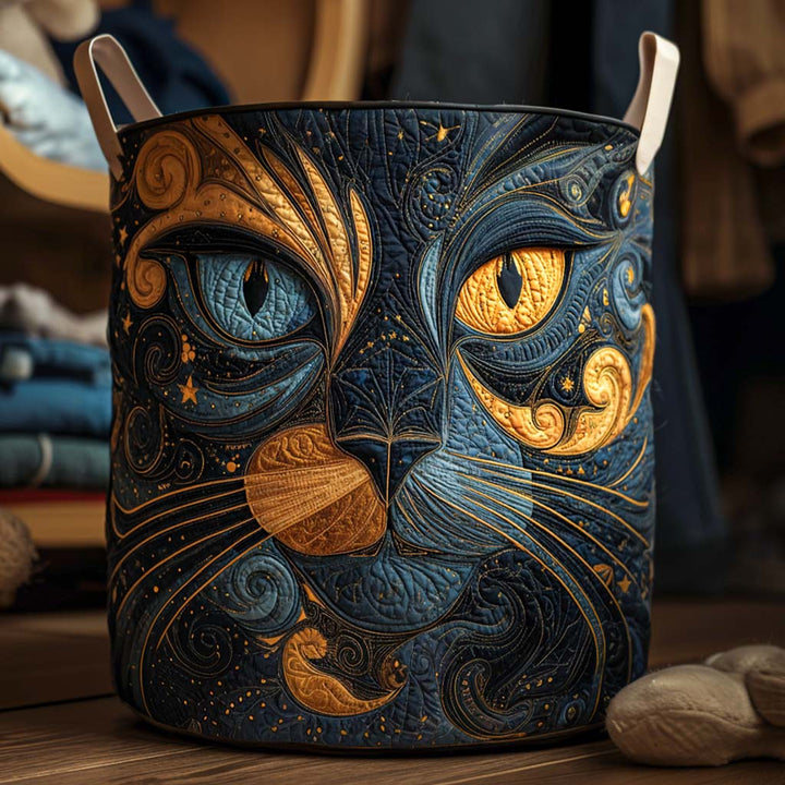 Galaxy Cat Quilted Laundry Basket