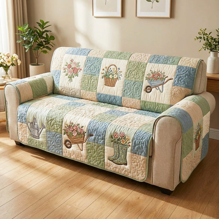Garden Bloom Quilted Sofa Cover