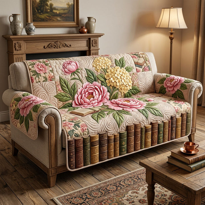 Garden Books Quilted Sofa Cover