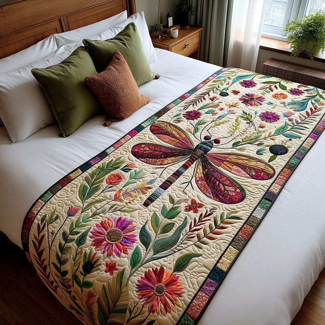 Dragonfly Quilted Bed Runner
