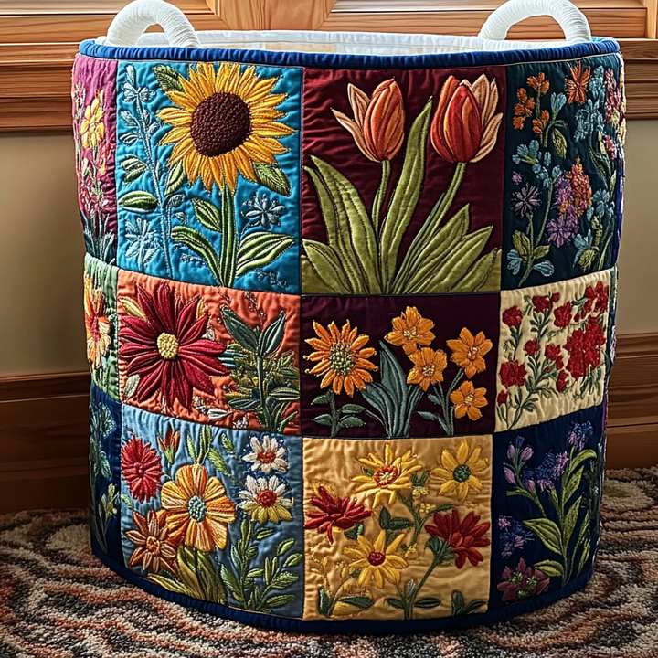 Garden Glow Quilted Laundry Basket