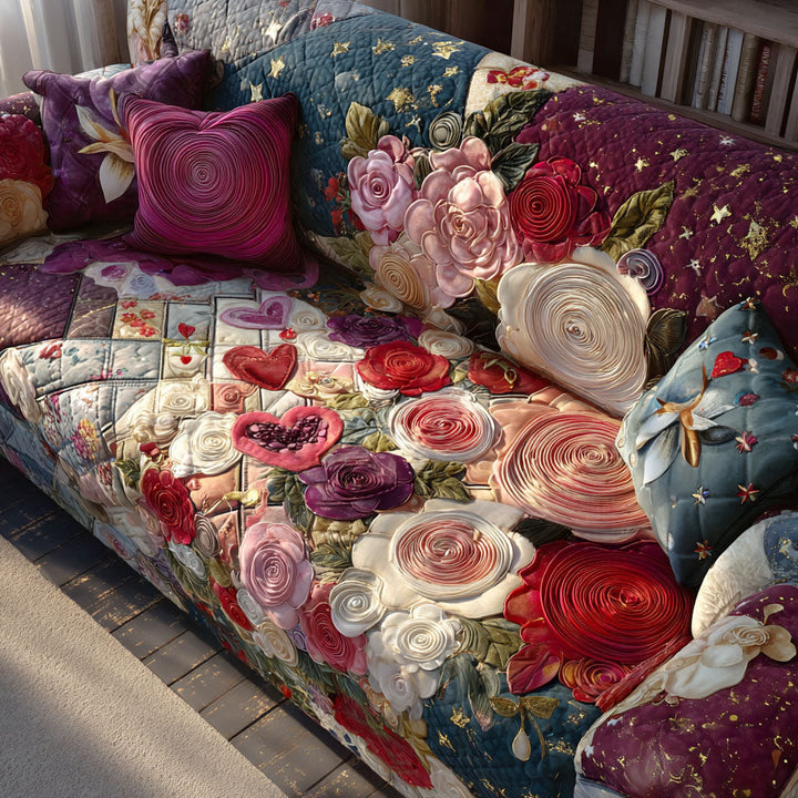 Garden Love Quilted Sofa Cover